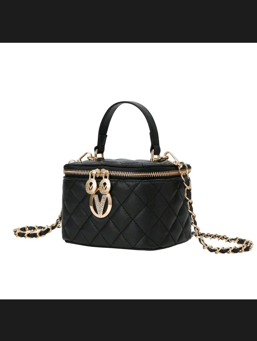 VALENTINO ORLANDI NWT Black Quilted Top-Handle Crossbody Bag with Gold Hardware
